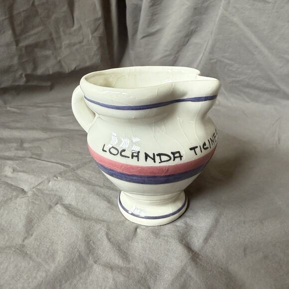 Vintage "Locanda Ticinese Lucerna" Restaurant Swiss Ceramic Creamer Dish 4" Tall - Picture 1 of 10